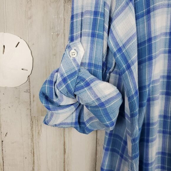 Kenneth Cole Reaction Plaid Button Down Shirt Blue & White Size 2X - Picture 6 of 11